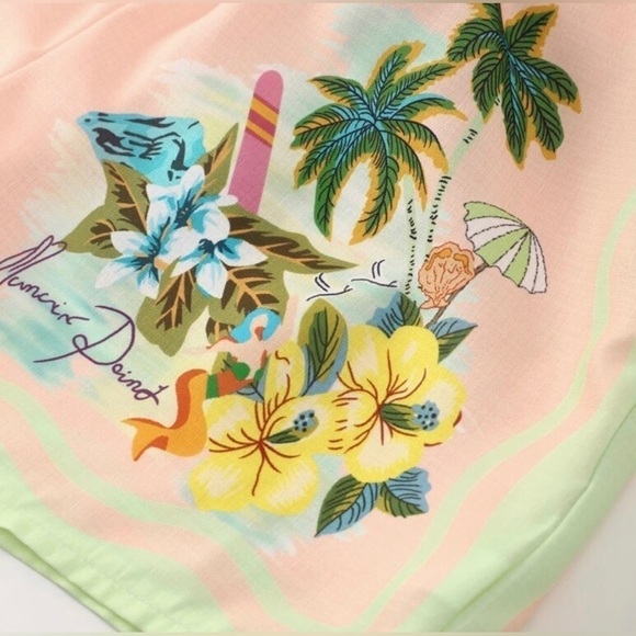 Cocomo Island Loose Fit Casual Shorts Set Single-Breasted Tropical Top - Picture 15 of 16